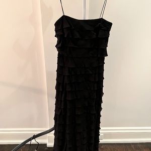 Long Ruffled Chiffon Gown